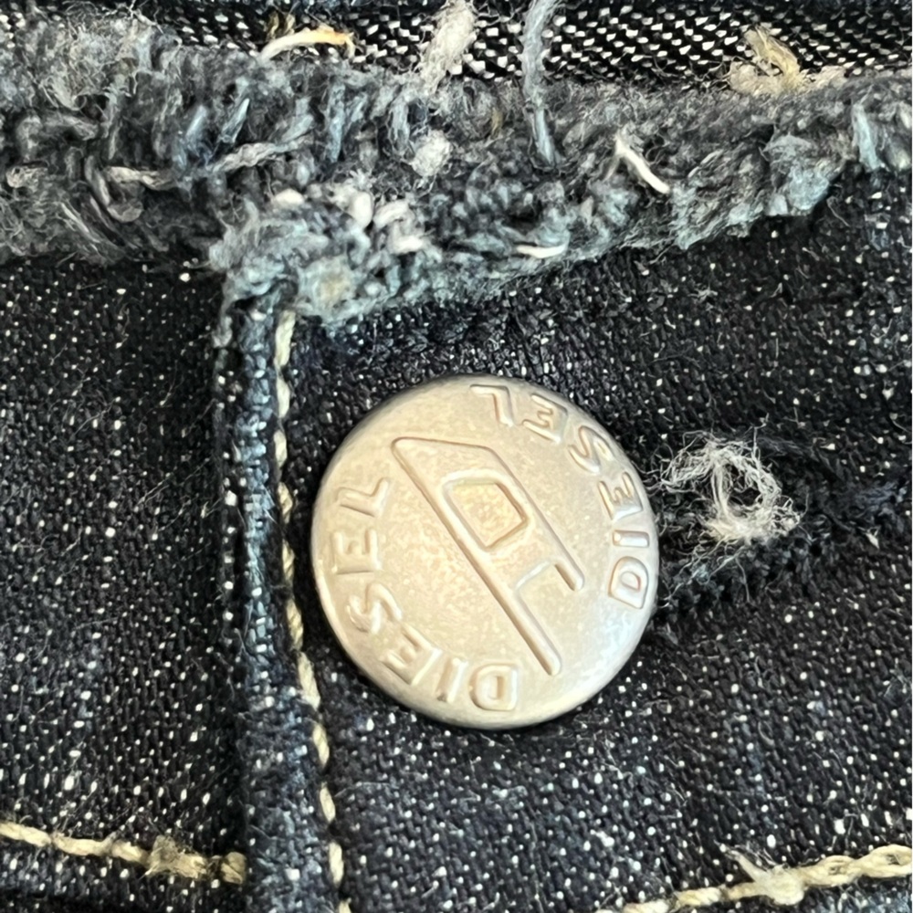 DIESEL Y2K Vintage Jeans Frayed Distressed Fringe Button Fly Flare Wide Leg Slit - Picture 7 of 12